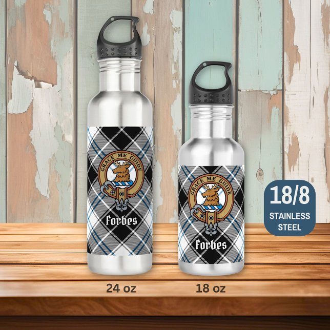 Clan Forbes Crest over Dress Tartan 710 Ml Water Bottle (Creator Uploaded)