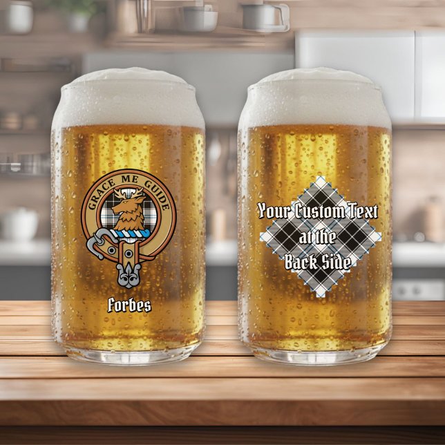 Clan Forbes Crest over Dress Tartan Can Glass (Creator Uploaded)