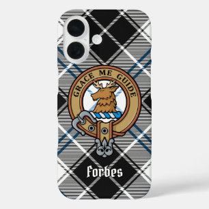 Clan Forbes Crest over Dress Tartan iPhone 16 Case
