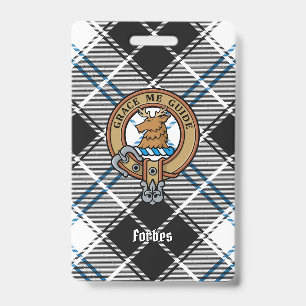 Clan Forbes Crest over Dress Tartan ID Badge