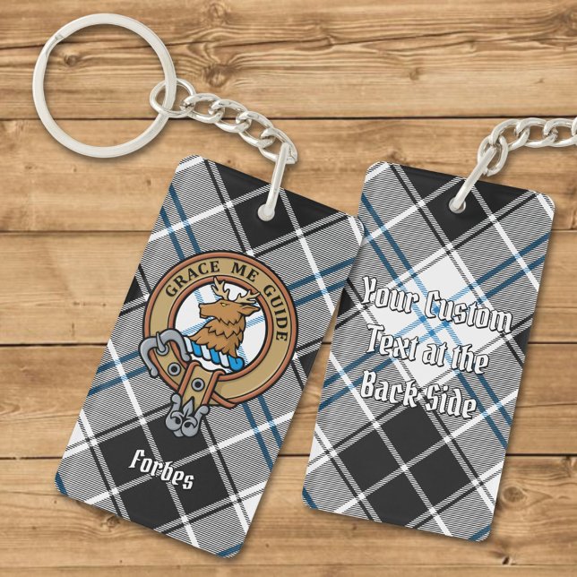 Clan Forbes Crest over Dress Tartan Key Ring (Creator Uploaded)