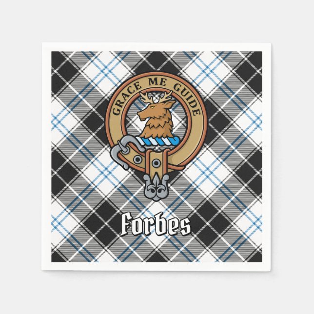 Clan Forbes Crest over Dress Tartan Napkin (Front)