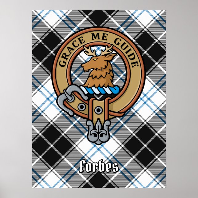 Clan Forbes Crest over Dress Tartan Poster (Front)