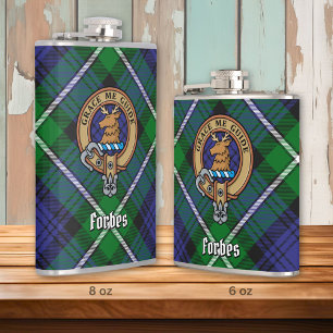 Clan Forbes Crest over Tartan Hip Flask