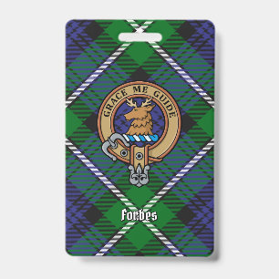 Clan Forbes Crest over Tartan ID Badge