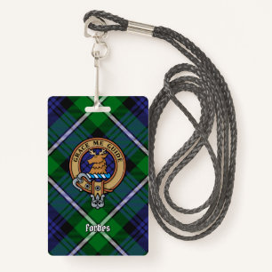 Clan Forbes Crest over Tartan ID Badge