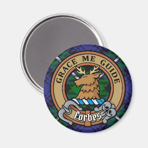 Clan Forbes Crest over Tartan Magnet