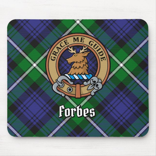 Clan Forbes Crest over Tartan Mouse Pad (Front)
