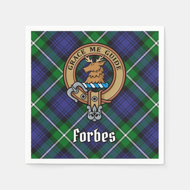 Clan Forbes Crest over Tartan Napkin (Front)