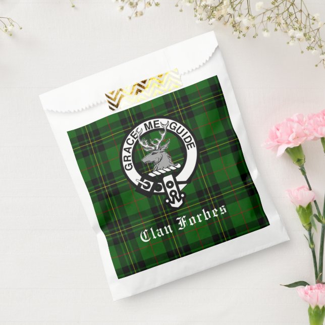 Clan Forbes Tartan and Crest Badge  Favour Bag (Sealed)