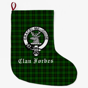 Clan Forbes Tartan and Crest Badge Large Christmas Stocking
