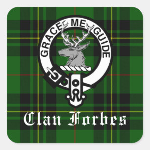 Clan Forbes Tartan and Crest Badge Square Sticker