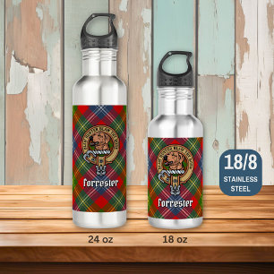 Clan Forrester Crest over Tartan 710 Ml Water Bottle