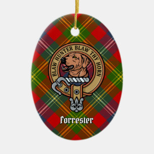 Clan Forrester Crest over Tartan Ceramic Ornament