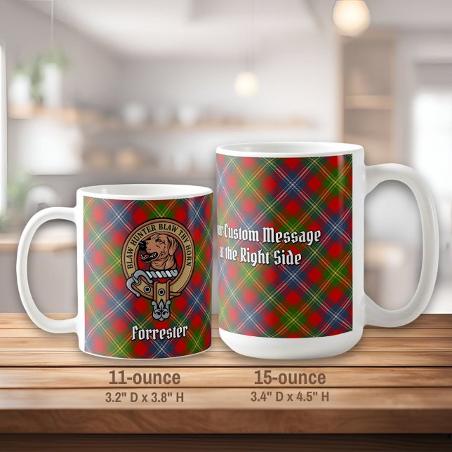 Clan Forrester Crest over Tartan Coffee Mug (Creator Uploaded)