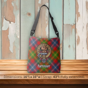 Clan Forrester Crest over Tartan Crossbody Bag