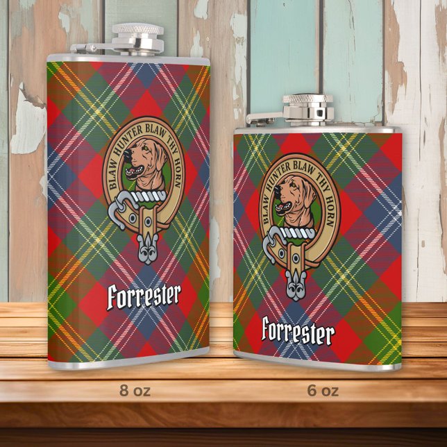 Clan Forrester Crest over Tartan Hip Flask (Creator Uploaded)