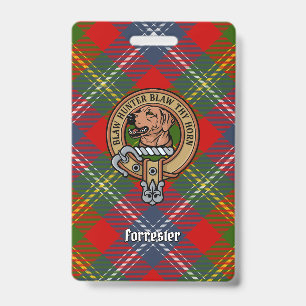 Clan Forrester Crest over Tartan ID Badge