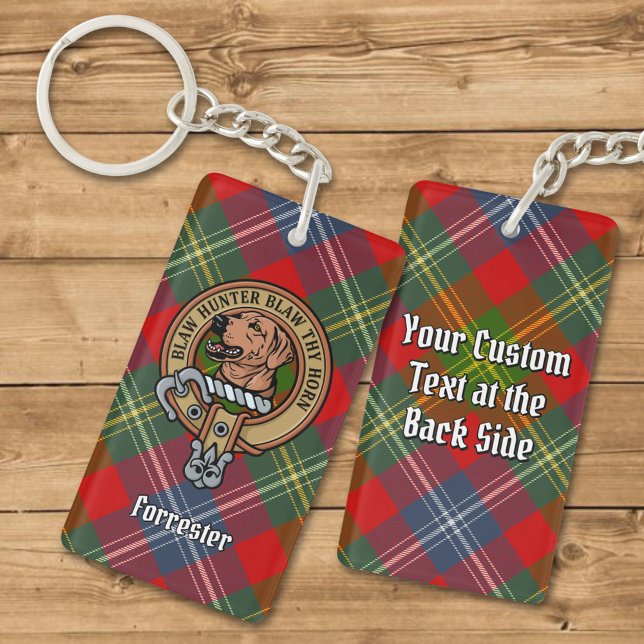 Clan Forrester Crest over Tartan Key Ring (Creator Uploaded)