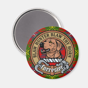 Clan Forrester Crest over Tartan Magnet
