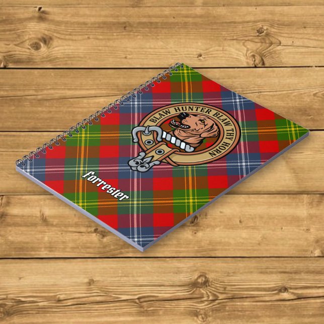 Clan Forrester Crest over Tartan Notebook (Creator Uploaded)