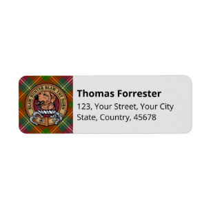 Clan Forrester Crest over Tartan Return Address Label