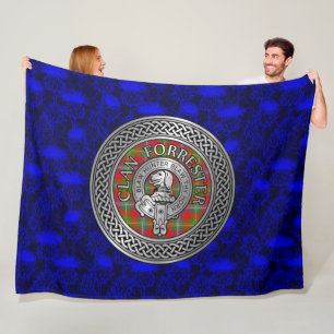 Clan Forrester   Foster Crest & Tartan Knot Fleece Blanket