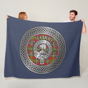 Clan Forrester Foster Crest & Tartan Knot Fleece Blanket
