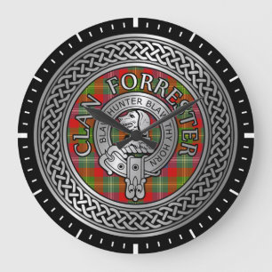 Clan Forrester   Foster Crest & Tartan Knot Large Clock
