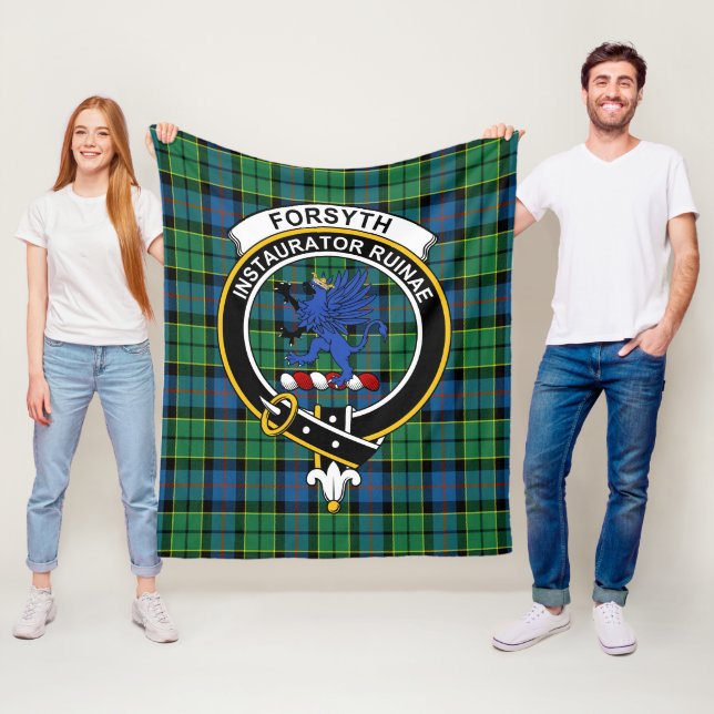 Clan Forsyth Ancient Tartan Plaid Fleece Blanket (In Situ)