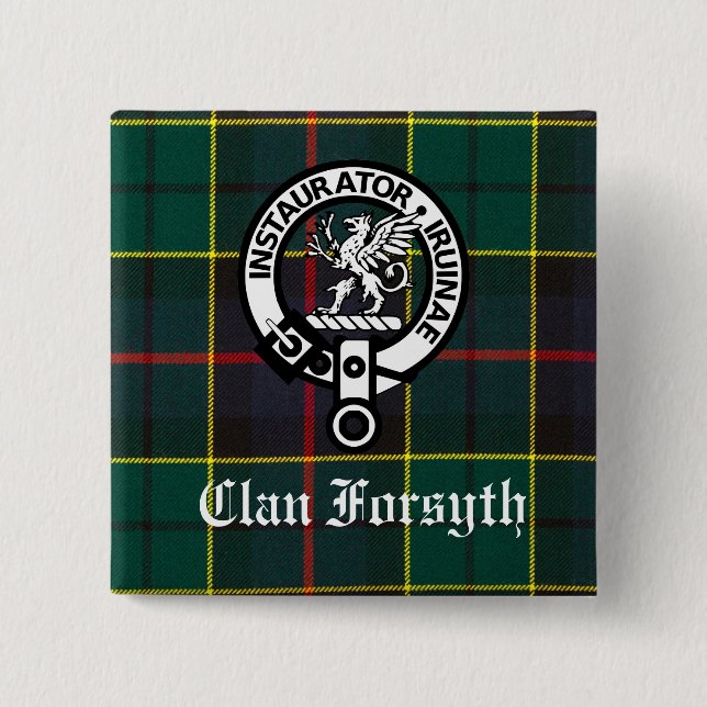 Clan Forsyth Crest Badge and Tartan (Front)