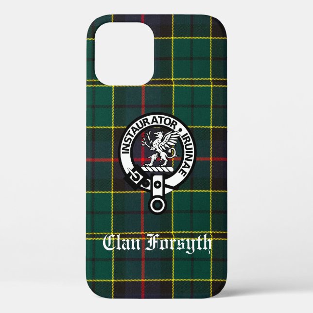 Clan Forsyth Crest Badge and Tartan Case-Mate iPhone Case (Back)