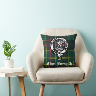 Clan Forsyth Crest Badge & Tartan Cushion