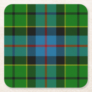 Clan Forsyth Tartan Square Paper Coaster