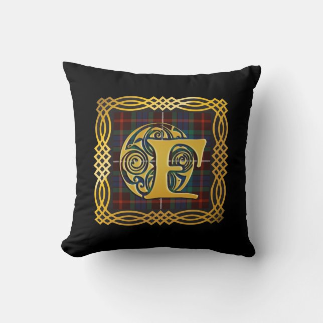 Clan Fraser Ancient Tartan F Initial Cushion (Front)