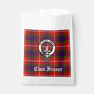 Clan Fraser Crest Badge and Tartan Customisable Favour Bag