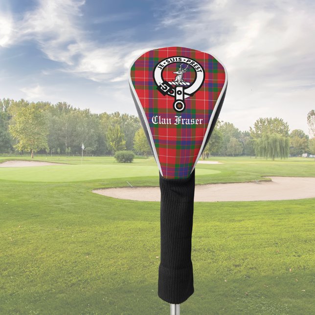 Clan Fraser Crest Badge & Tartan Customisable Golf Head Cover (Creator Uploaded)