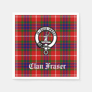 Clan Fraser Crest Badge Tartan Customisable Napkin