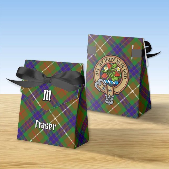 Clan Fraser Crest over Hunting Tartan Favour Box (Creator Uploaded)