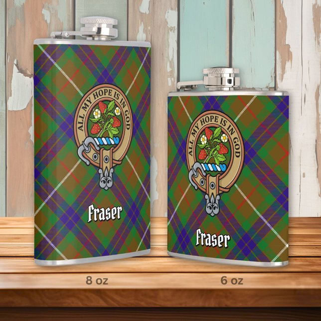 Clan Fraser Crest over Hunting Tartan Hip Flask (Creator Uploaded)