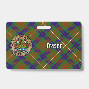 Clan Fraser Crest over Hunting Tartan ID Badge