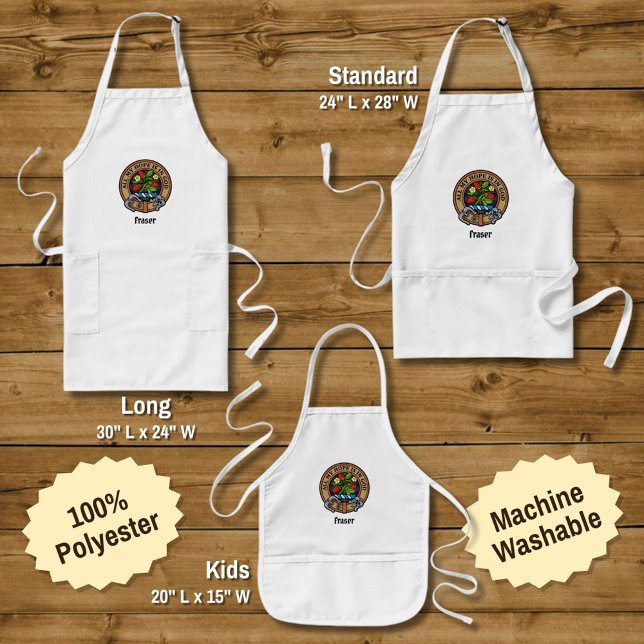 Clan Fraser Crest over Hunting Tartan Long Apron (Creator Uploaded)