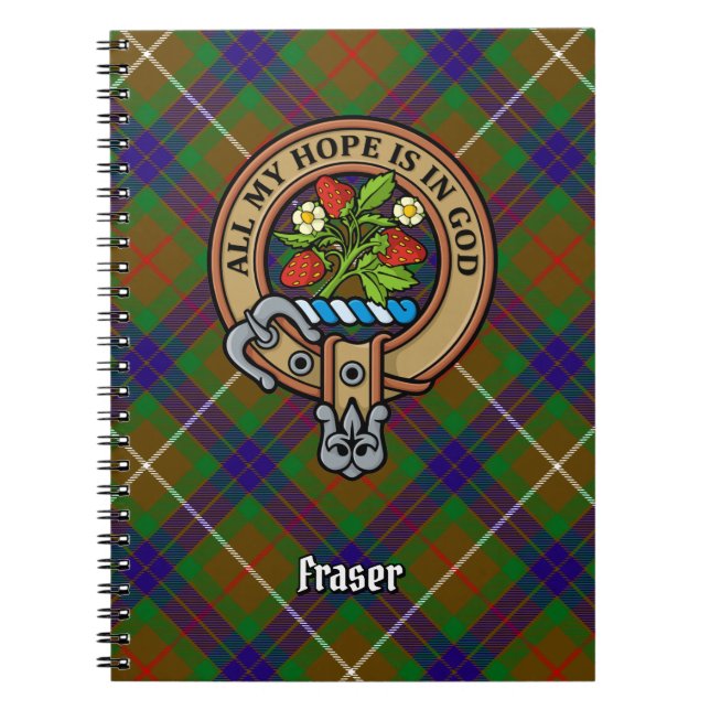 Clan Fraser Crest over Hunting Tartan Notebook (Front)
