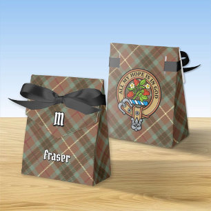 Clan Fraser Crest over Hunting Weathered Tartan Favour Box