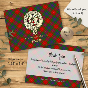 Clan Fraser Crest over Tartan Foil Invitation Postcard