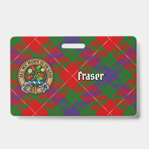 Clan Fraser Crest over Tartan ID Badge