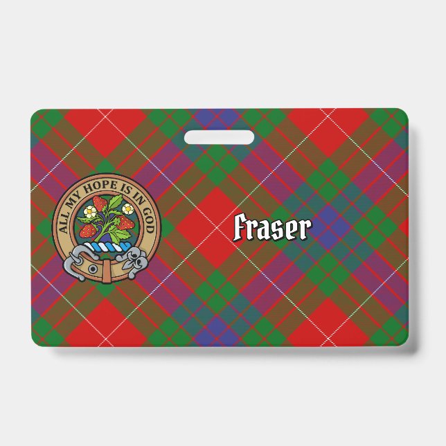 Clan Fraser Crest over Tartan ID Badge (Front)