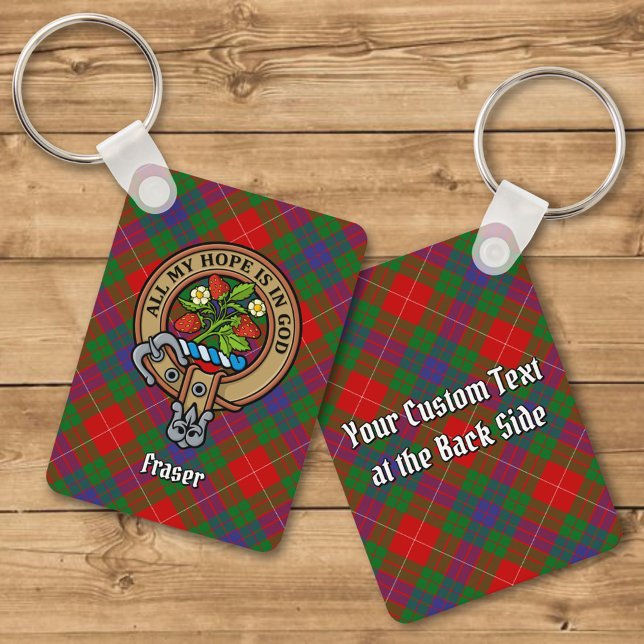 Clan Fraser Crest over Tartan Keychain (Creator Uploaded)