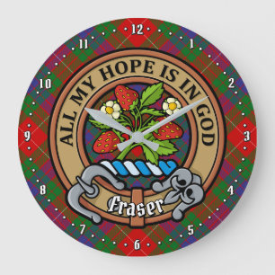 Clan Fraser Crest over Tartan Large Clock