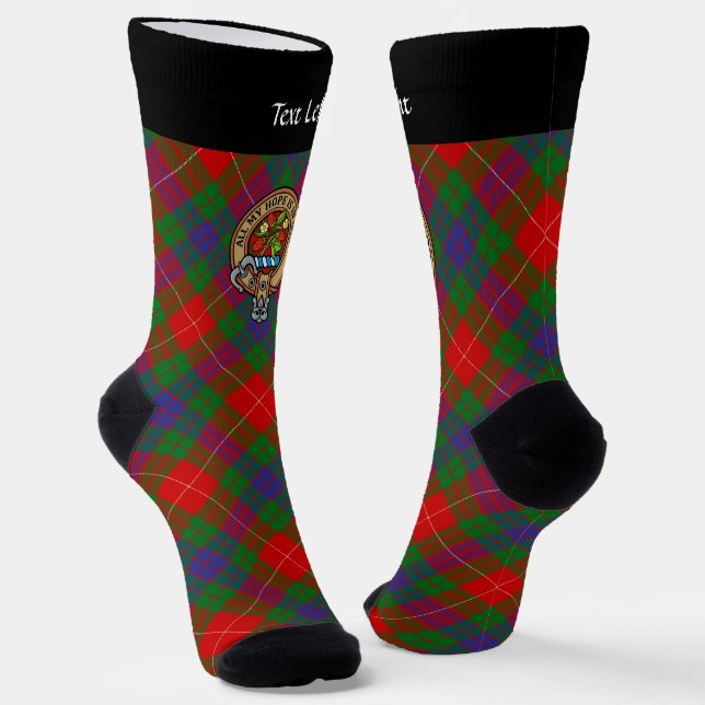 Clan Fraser Crest over Tartan Socks (Angled)